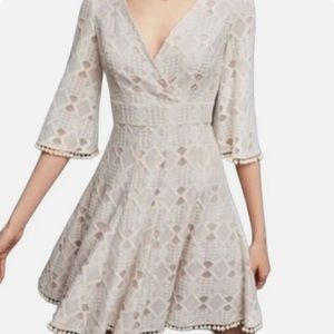 Eliza J Lace Fit and Flare Cream Dress